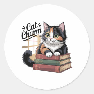 Cat Charm Sticker Runt Klistermärke