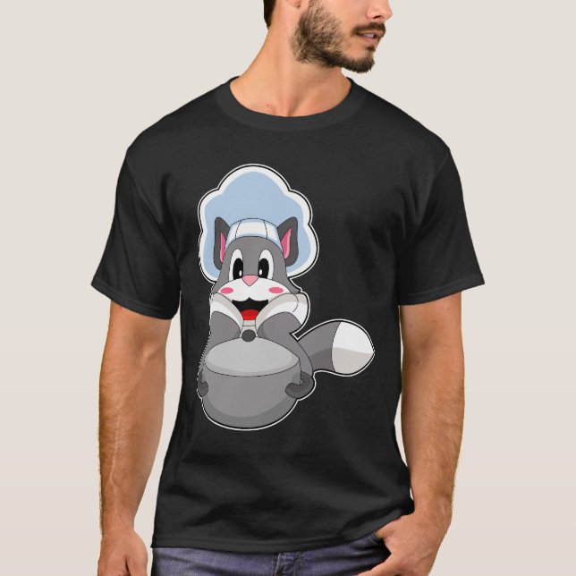 Cat Chef Cooking pot T Shirt (Framsida)