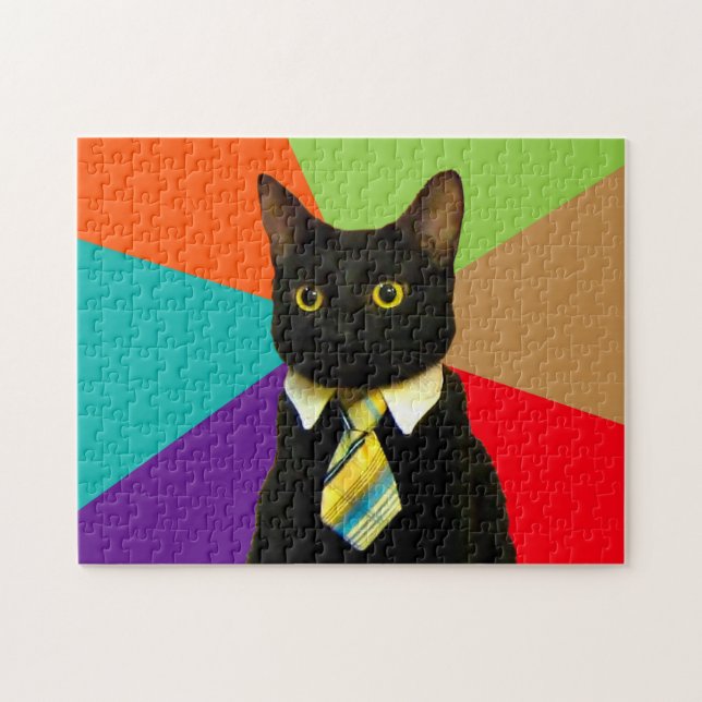 Cat-chef in tie pussel (Horisontell)
