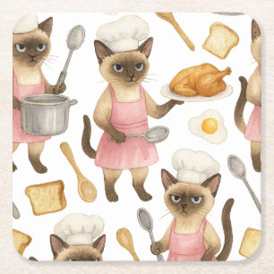 Cat Chef lagar Breakfast Underlägg Papper Kvadrat