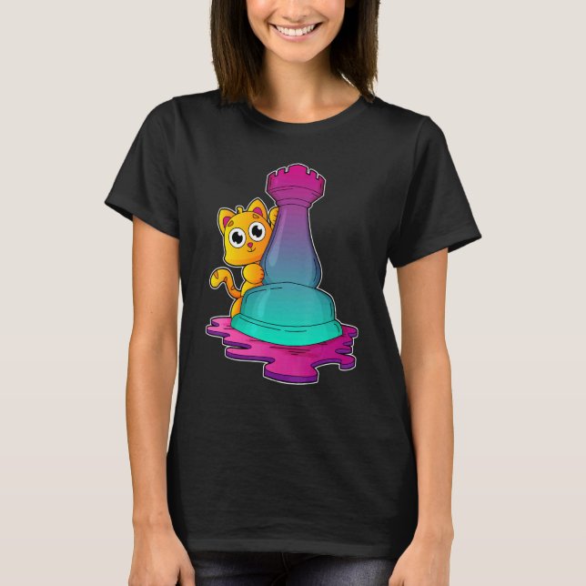 Cat Chess biet Chess Board-spel 1 T Shirt (Framsida)