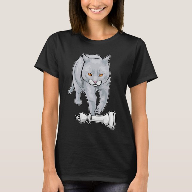Cat Chess biet Kung Chess T Shirt (Framsida)