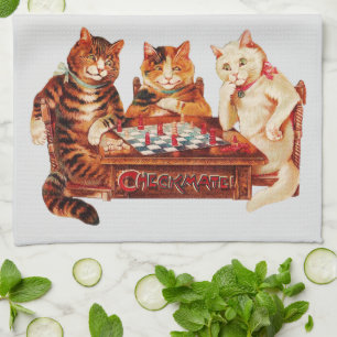 Cat Chess Checkmate Louis Wain Kökshandduk