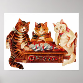 Cat Chess Checkmate Louis Wain Poster