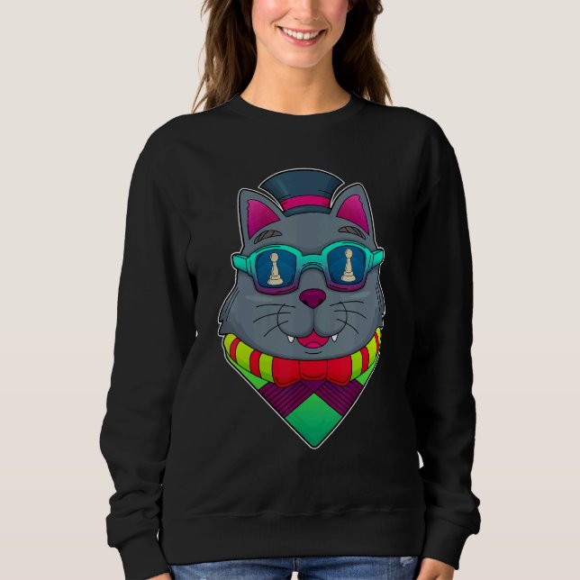 Cat Chess pieces Chess Board game T Shirt (Framsida)
