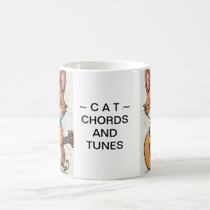Cat ~ Chords and Tunes Söta Tomcat Spela gitarr Kaffemugg