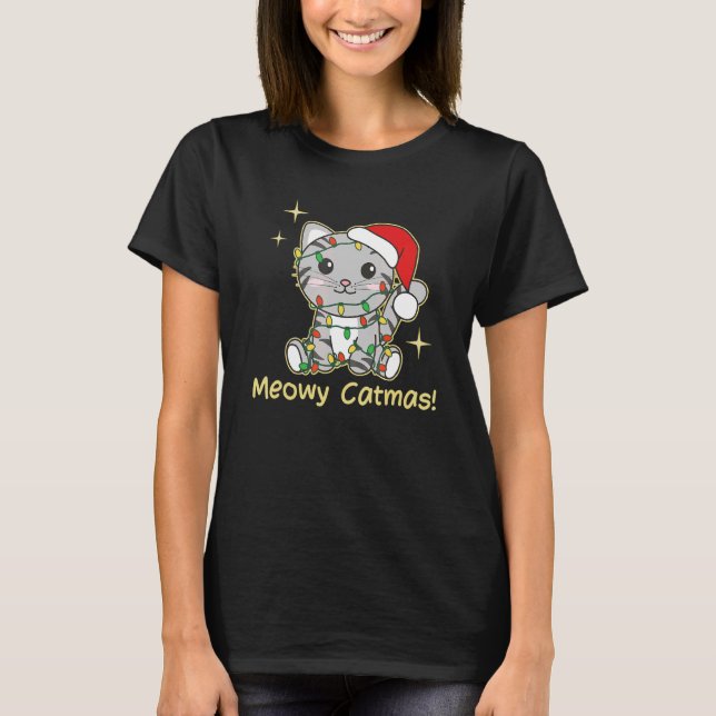 Cat Christmas Animals Cute Cats Meowy Catmas 12 T Shirt (Framsida)