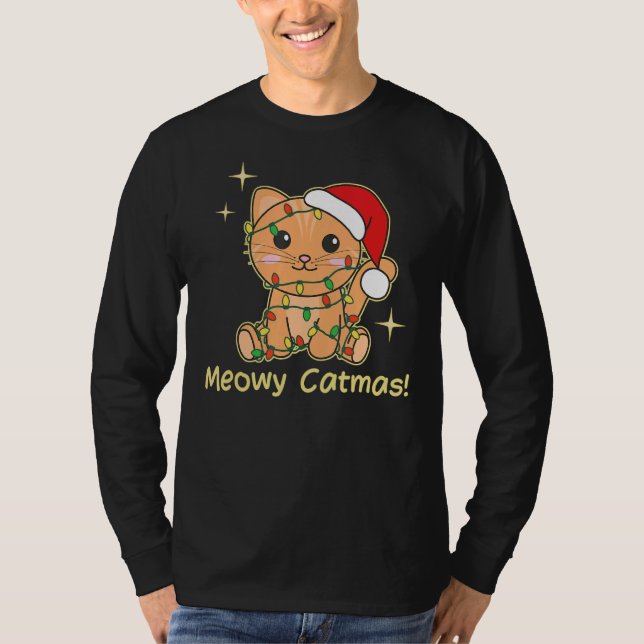 Cat Christmas Animals Cute Cats Meowy Catmas 4 T Shirt (Framsida)