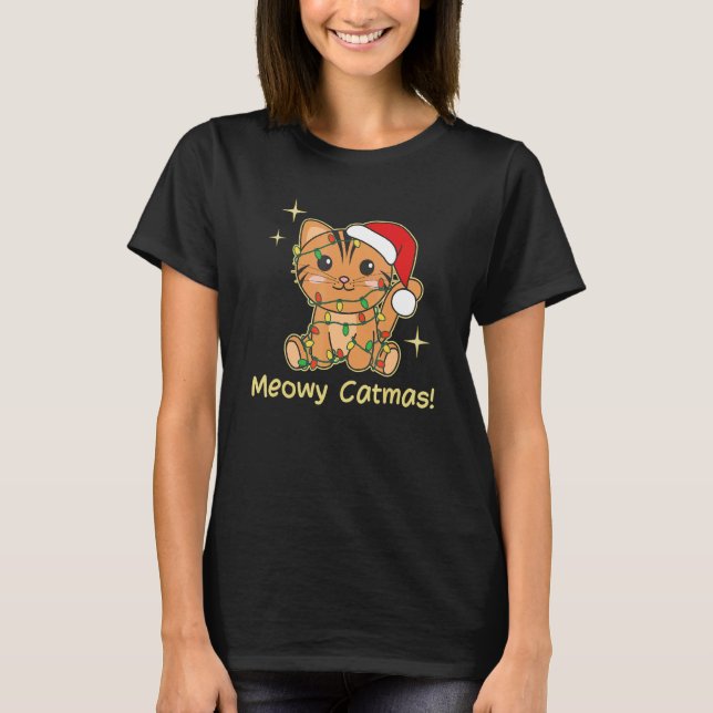 Cat Christmas Animals Cute Cats Meowy Catmas 6 T Shirt (Framsida)