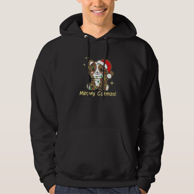 Cat Christmas Animals Cute Cats Meowy Catmas  8 Hoodie (Framsida)