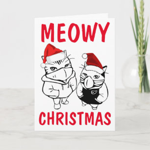 CAT CHRISTMAS CARDS 2020 PANDEMIC MASKS HELGKORT