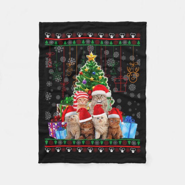 Cat Christmas Funny Ugly Women Men Merry Gift  Fleecefilt (Framsidan)