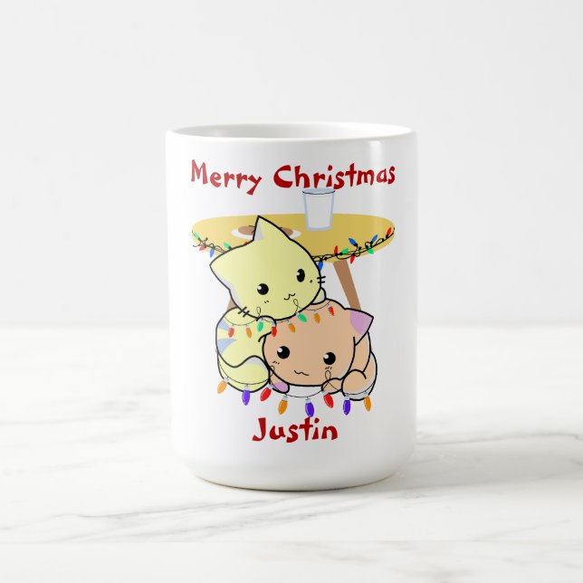 Cat christmas-gåva, personlig namn kaffemugg (Center)