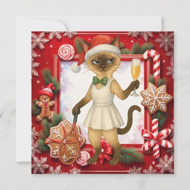 Cat Christmas greeting for cat lovers Julkort (Framsida)