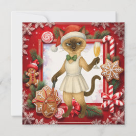 Cat Christmas greeting for cat lovers Julkort