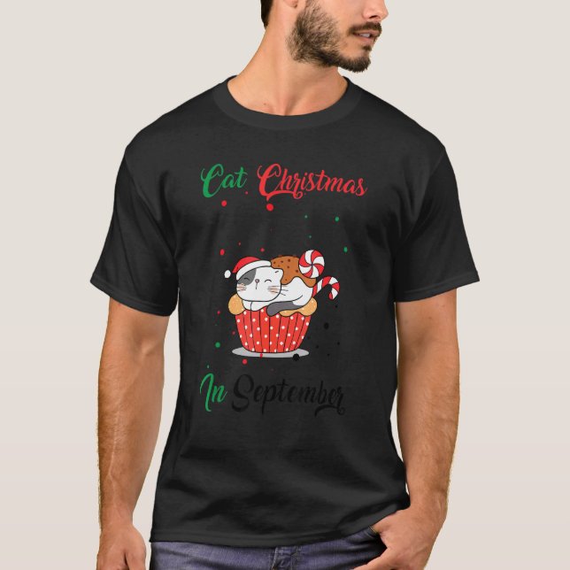 Cat Christmas In September Xmas Kitten T Shirt (Framsida)