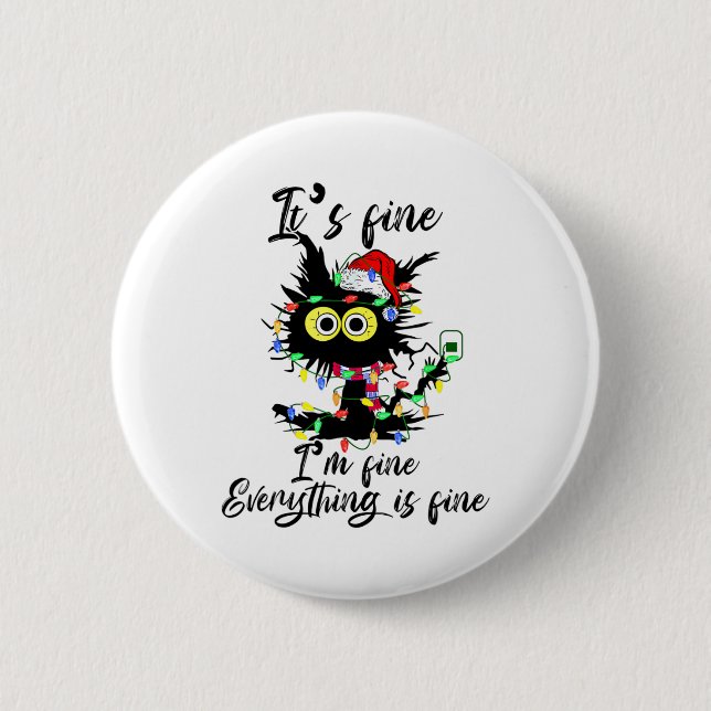 Cat Christmas It's Fine I'm Fine Everything Is Fin Knapp (Framsida)