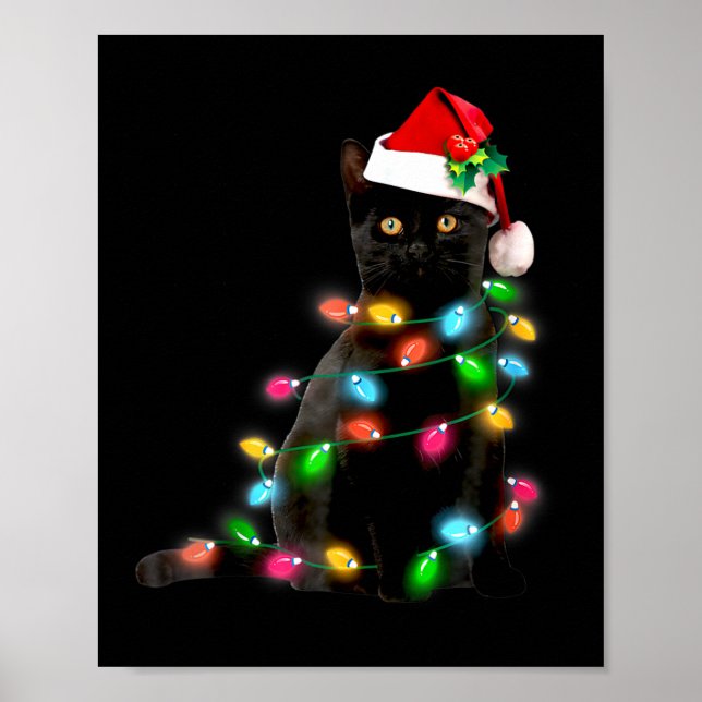 Cat Christmas Light Funny Cat Lover Christmas  Poster (Framsidan)