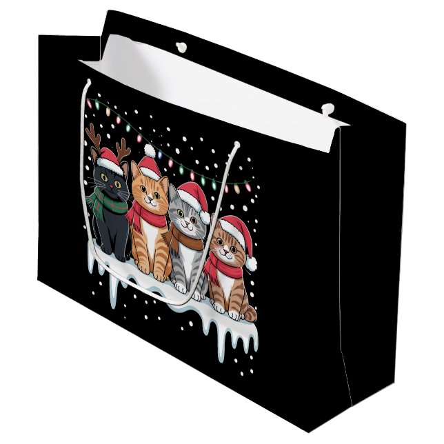 Cat Christmas Light Reindeer Santa Cat Lover (Framsidan Vinklad)