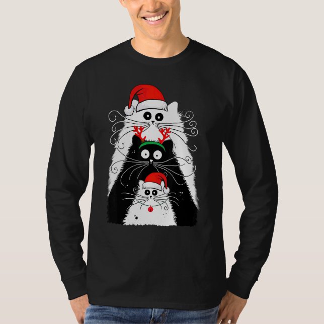 Cat Christmas Men Women T Shirt (Framsida)