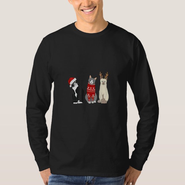 Cat Christmas  Meowy Merry Catmas Cat T Shirt (Framsida)