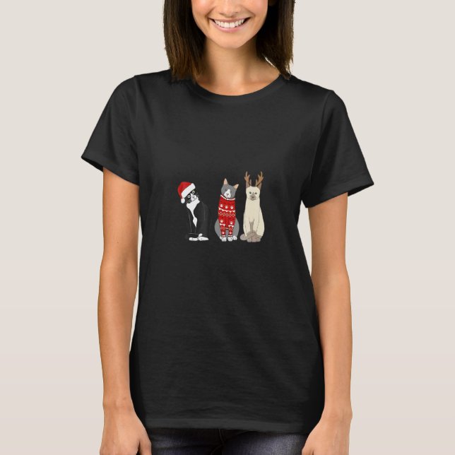 Cat Christmas  Meowy Merry Catmas Cat T Shirt (Framsida)