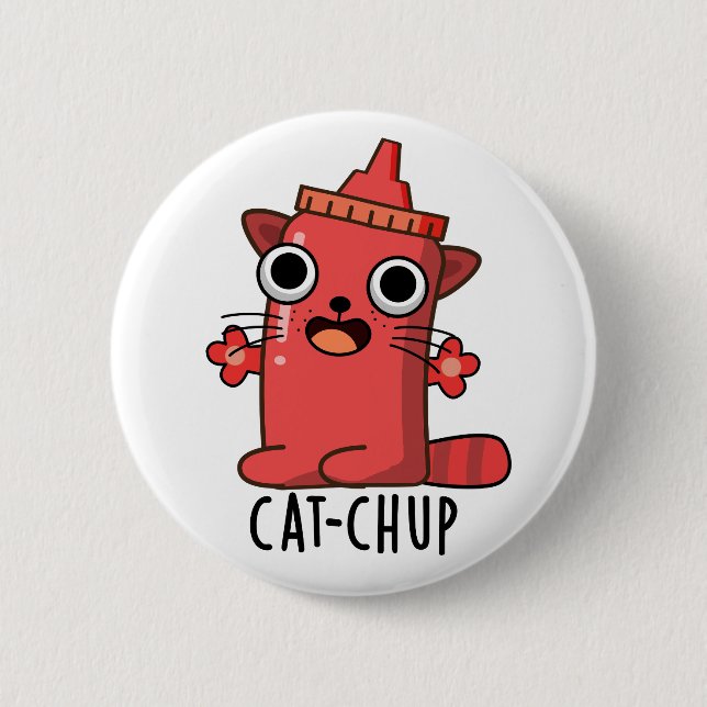 Cat-chup Funny Ketchup Pun Knapp (Framsida)