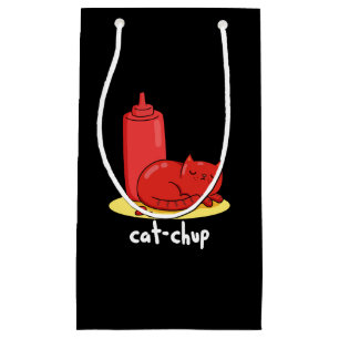 Cat chup Funny Red Ketchup Cat Pun Mörk BG