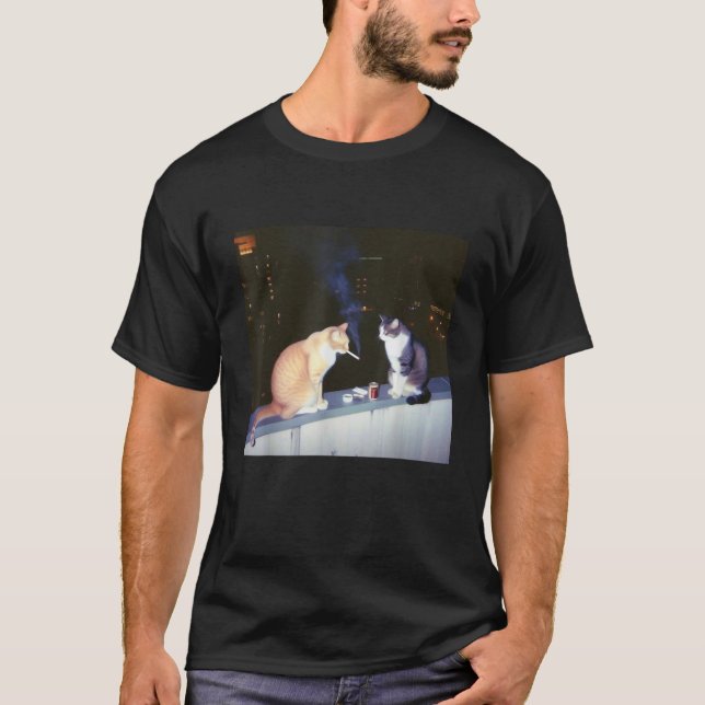 Cat Cigarette Cat Cigarette Cat Lovers me T Shirt (Framsida)