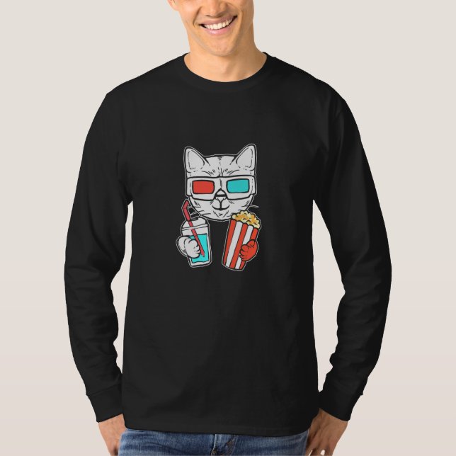 Cat Cinema Foodie   T Shirt (Framsida)