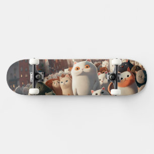 Cat City Tecknad Crowd Mini Skateboard Bräda 18,5 Cm