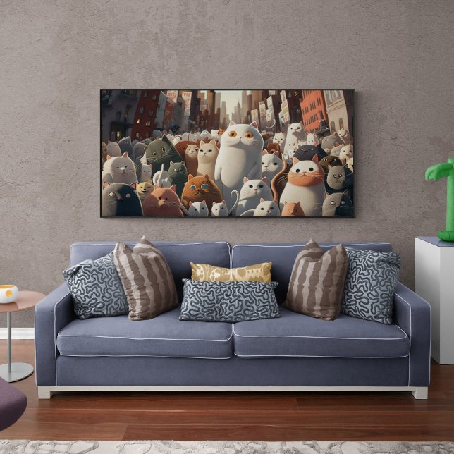 Cat City Tecknad Crowd Poster (Skapare uppladdad)