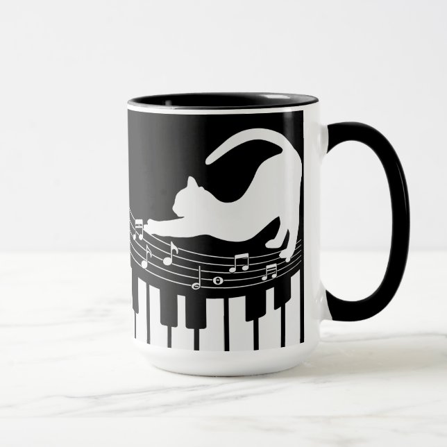 Cat Classical Jazz Piano Tangentbord Player-kaffe Mugg (Höger)