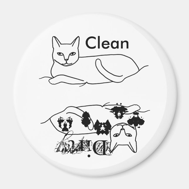 Cat Clean Dirty Dishwasher Magnets Magnet (Framsidan)