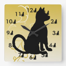 Cat Clock Svarta katter Ornate Modern CricketDiane