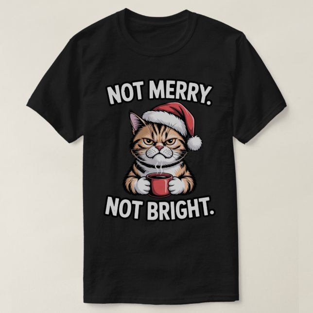 Cat Coffee, Anti-Christmas Design  T Shirt (Design framsida)