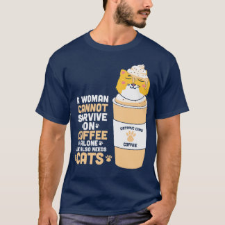 Cat Coffee Funny T Shirt