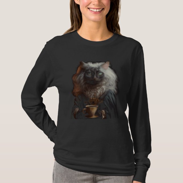 Cat Coffee Graphic Tees Men Women Boys Girls T Shirt (Framsida)