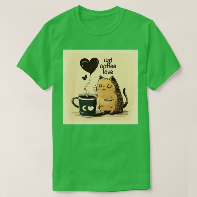 Cat Coffee Kärlek Cute Funny Kattunge Heart Mugg T Shirt (Design framsida)