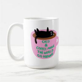 Cat & coffee make the world go around | Mug Kaffemugg