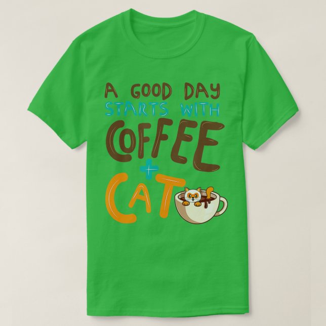Cat Coffee Mugg Cat Lover Cute Coffee Mam T Shirt (Design framsida)
