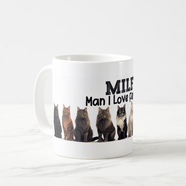 Cat Coffee Mugg, Man I kärlek Kattdjur MILF Kaffemugg (Framsida vänster)