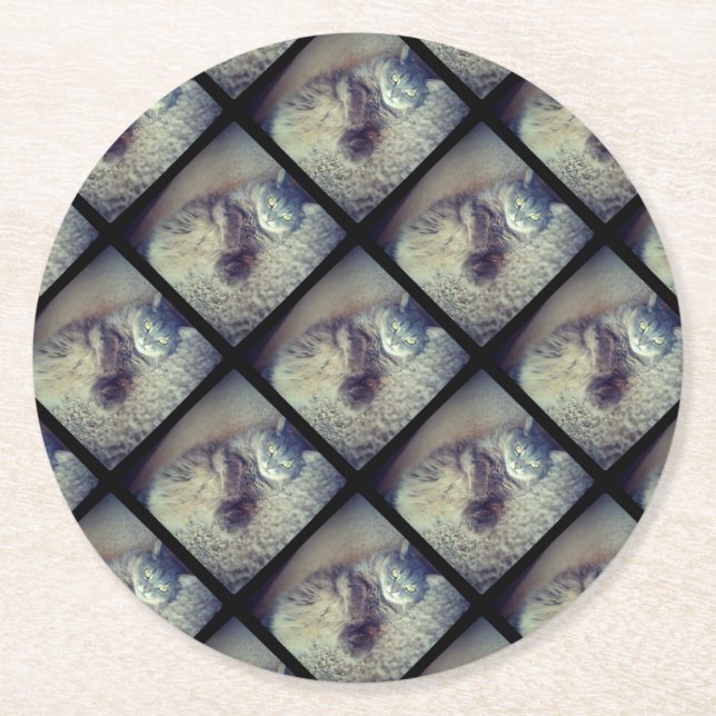 Cat Collage av Shirley Taylor Underlägg Papper Rund (Framsidan)