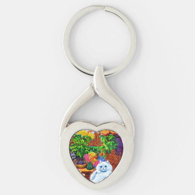 Cat College Master Twisted Heart Silverfärgad Nyckelring (Framsidan)