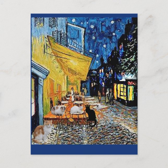 Cat Colony, Van Gogh Cafe Terrace Parody Vykort (Framsida)