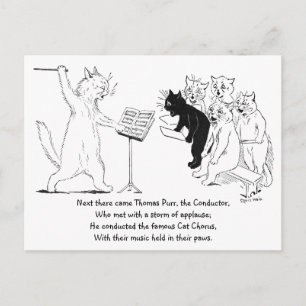 Cat Conducting Chorus Vintage Louis Wain Vykort