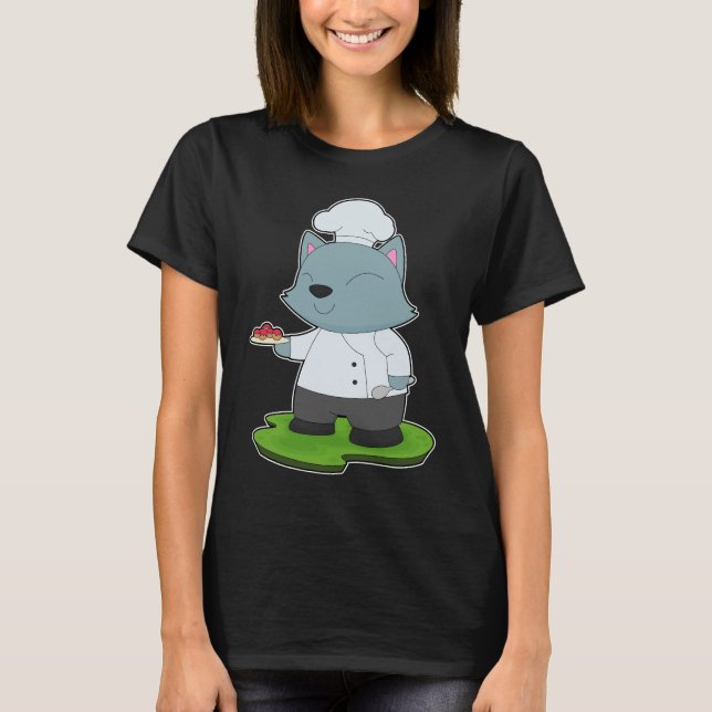 Cat Cook Pastry Cooking T Shirt (Framsida)