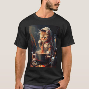 Cat Cooking Noodles T Shirt
