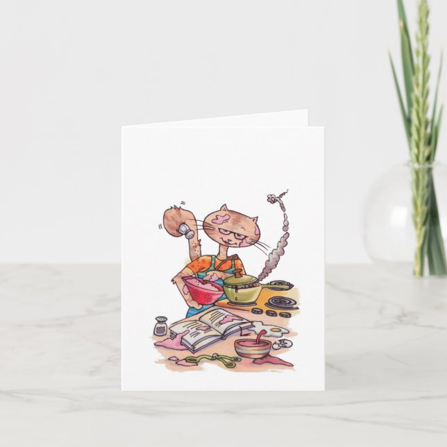 Cat Cooking notecard Kort (Framsida)