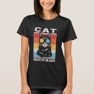 Cat Coolaste Husdjur På Jorden Retro Solglasögon R T Shirt